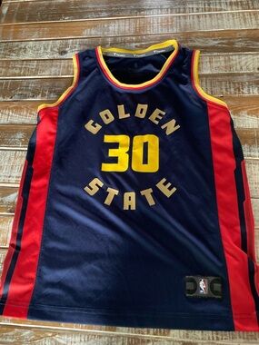 Fanatics Navy and Yellow Basketball Jersey with Red Trim